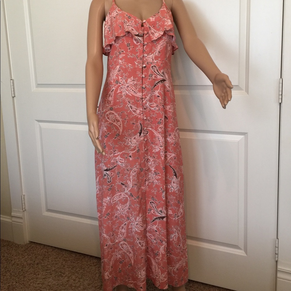 Sanctuary Floral Print Ruffled Lined Maxi Dress S